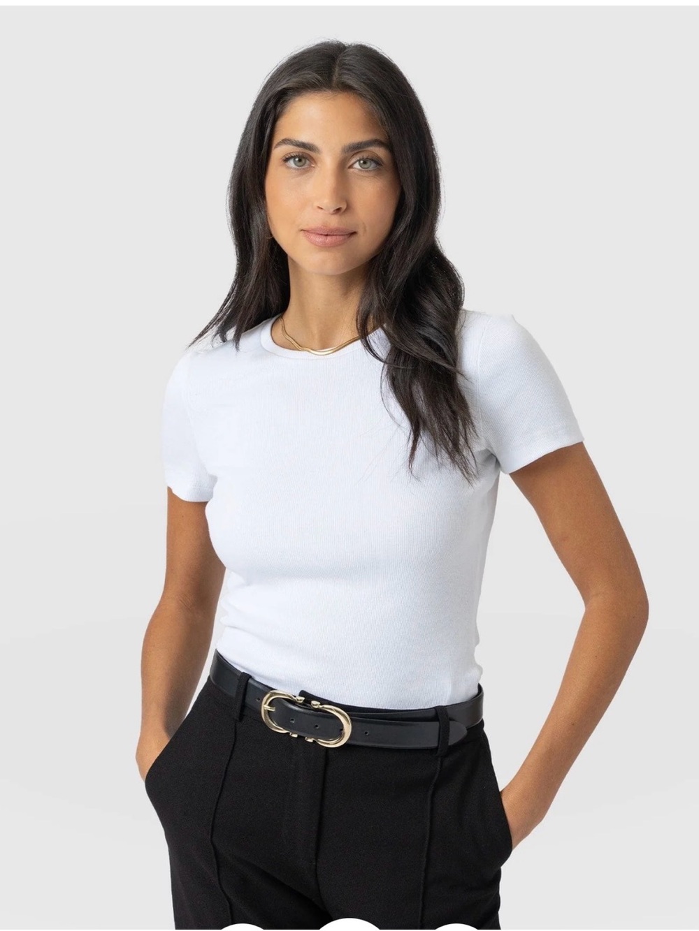 Saint + Sofia Women’s White Short-Sleeve Ribbed Tee NWT Size 8 US